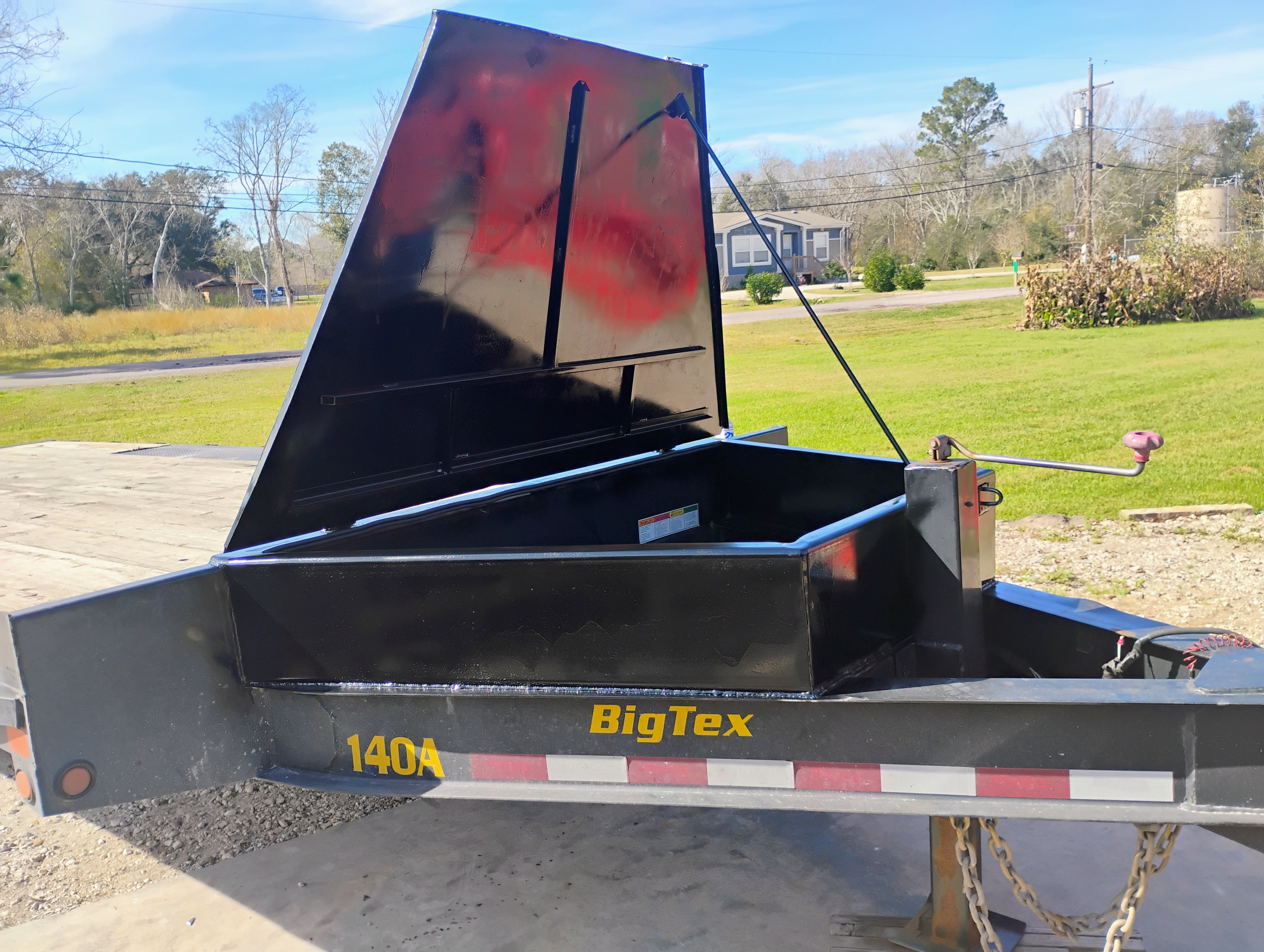 Trailer tongue toolbox fabrication open front view