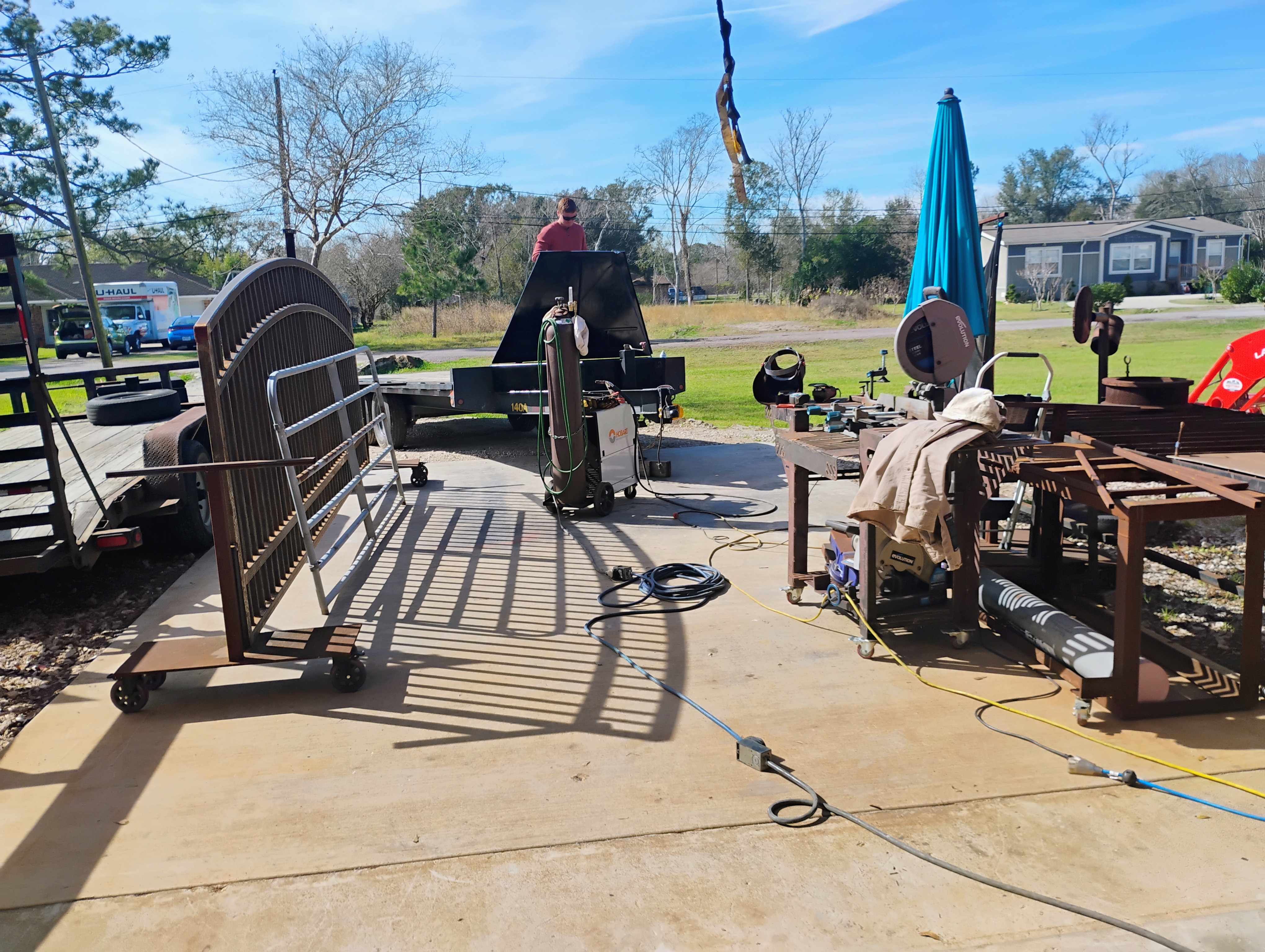 Arched gate fabrication in shop