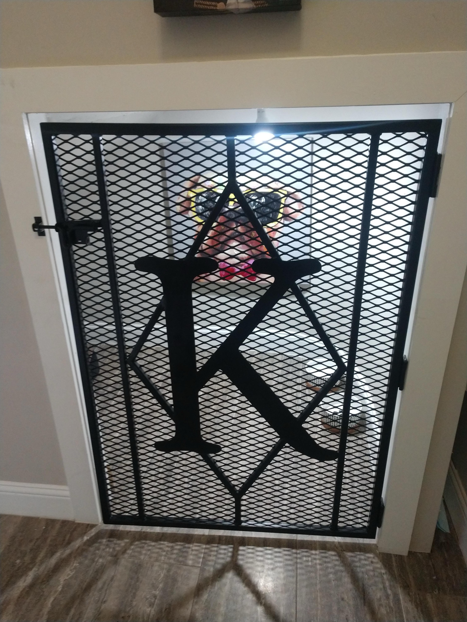 Custom baby gate with initial K