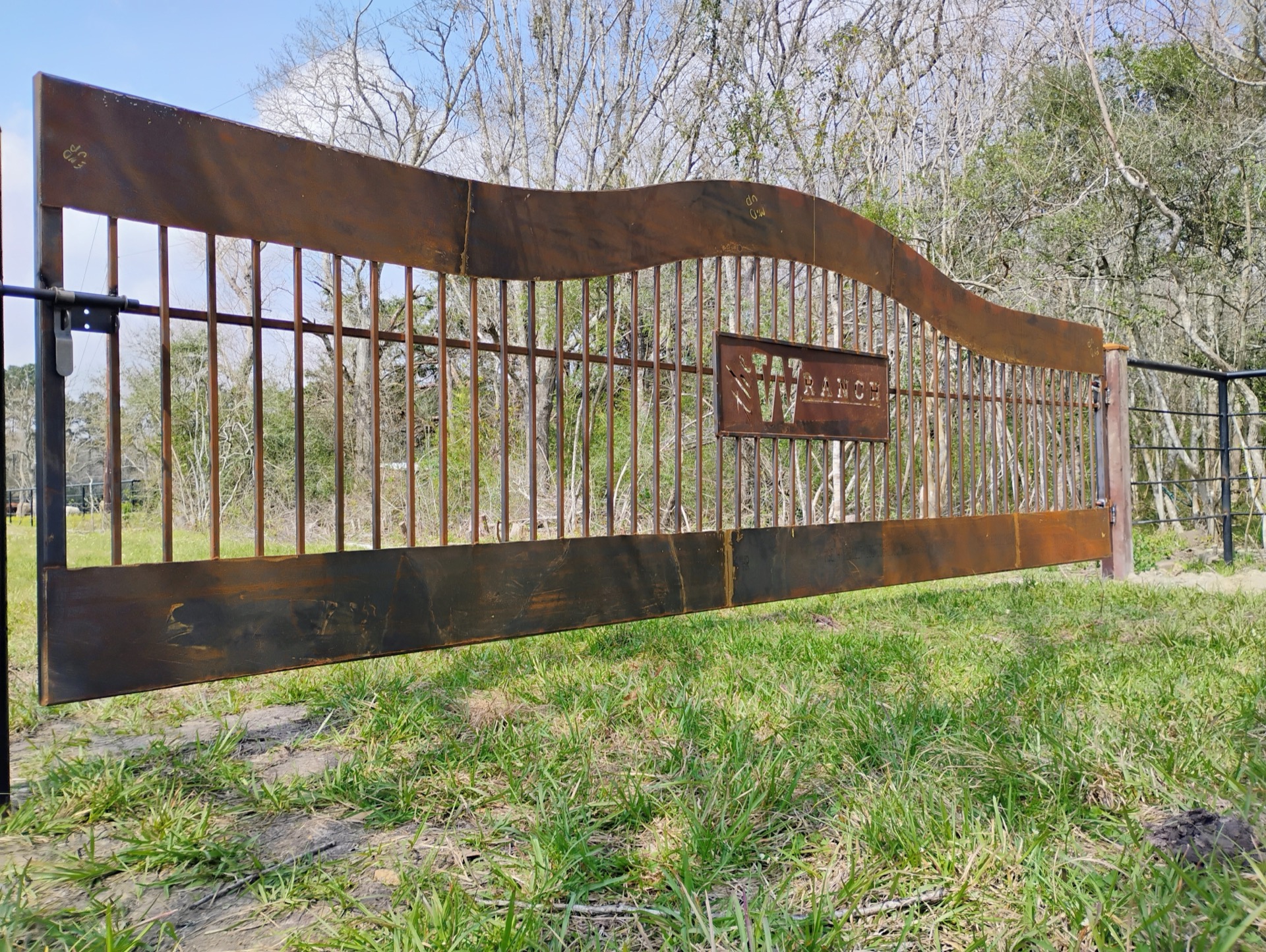 Custom ranch gate angled view