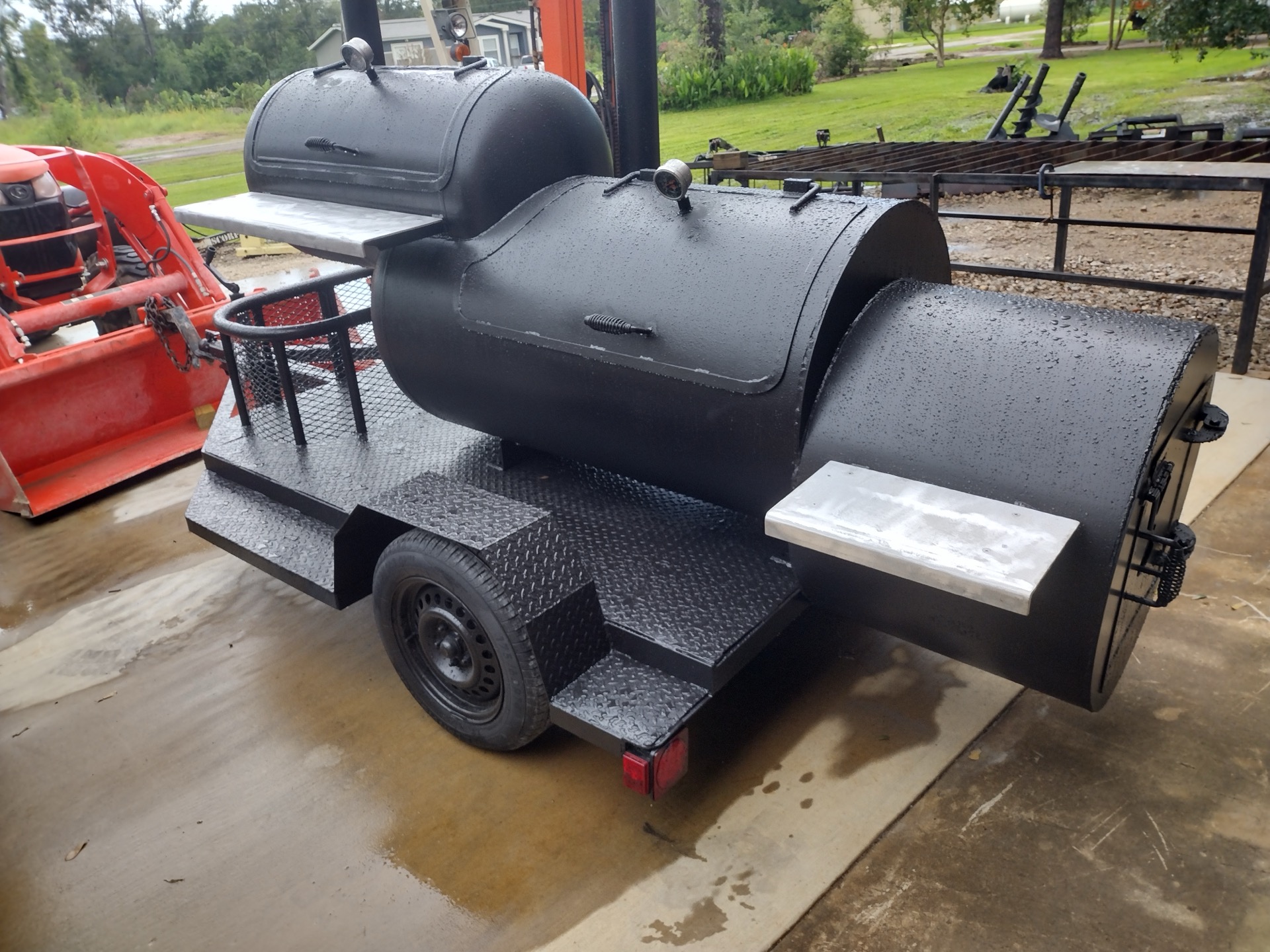 Finished trailer smoker grill