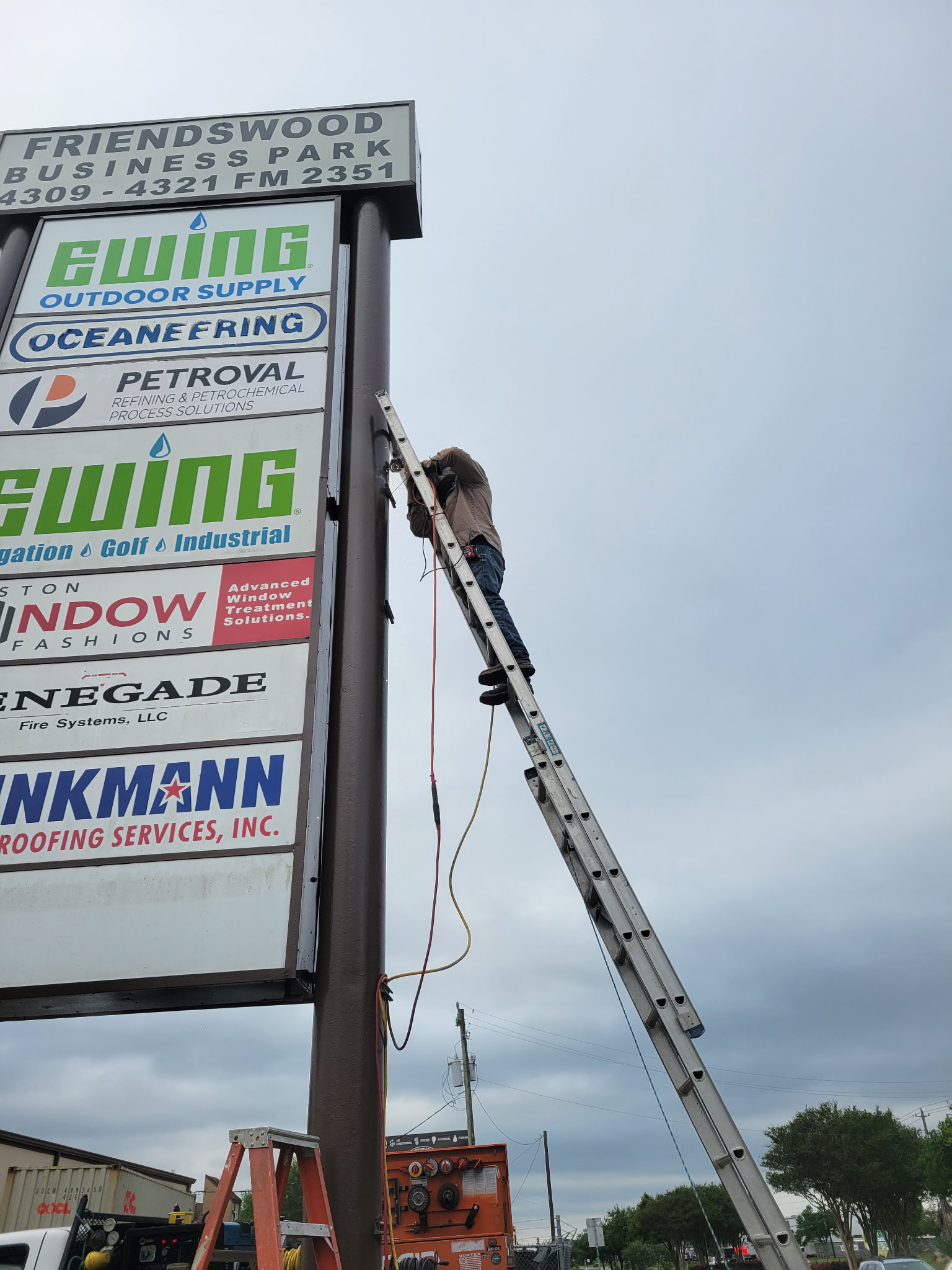 Welding business park sign